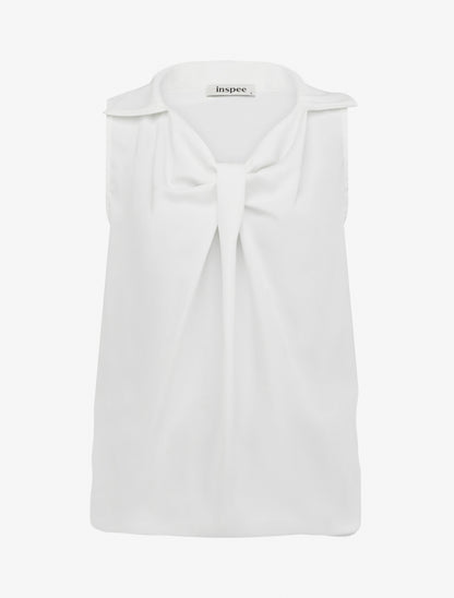 Top droit uni à col V - Blanc - 1