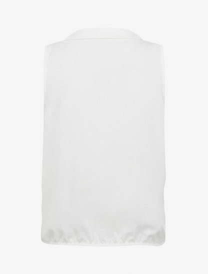 Top droit uni à col V - Blanc - 2