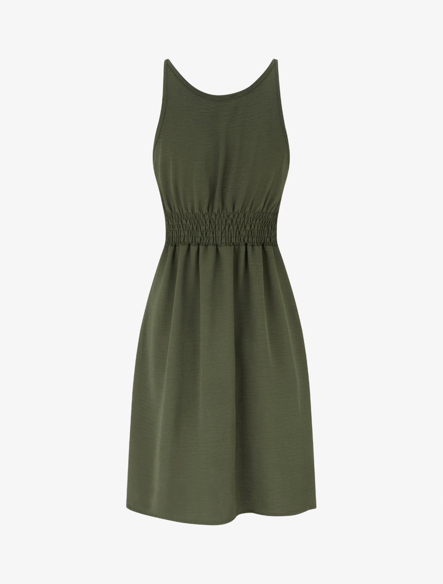 Robe évasée à bretelles bijoux - Kaki - 2