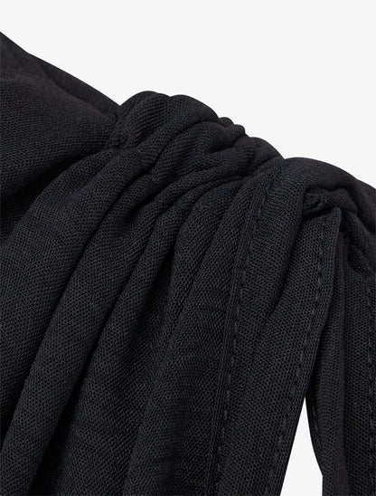 Robe unie à empiècement bijou à la taille - Noir - 3