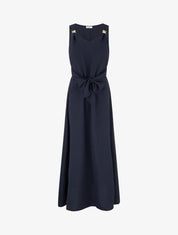Robe longue à pans à nouer - Bleu nuit - 1