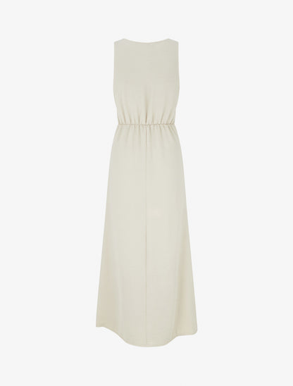 Robe longue à pans à nouer - Beige - 2