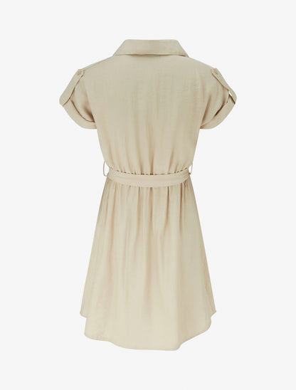 Robe chemise à manches courtes - Beige - 2