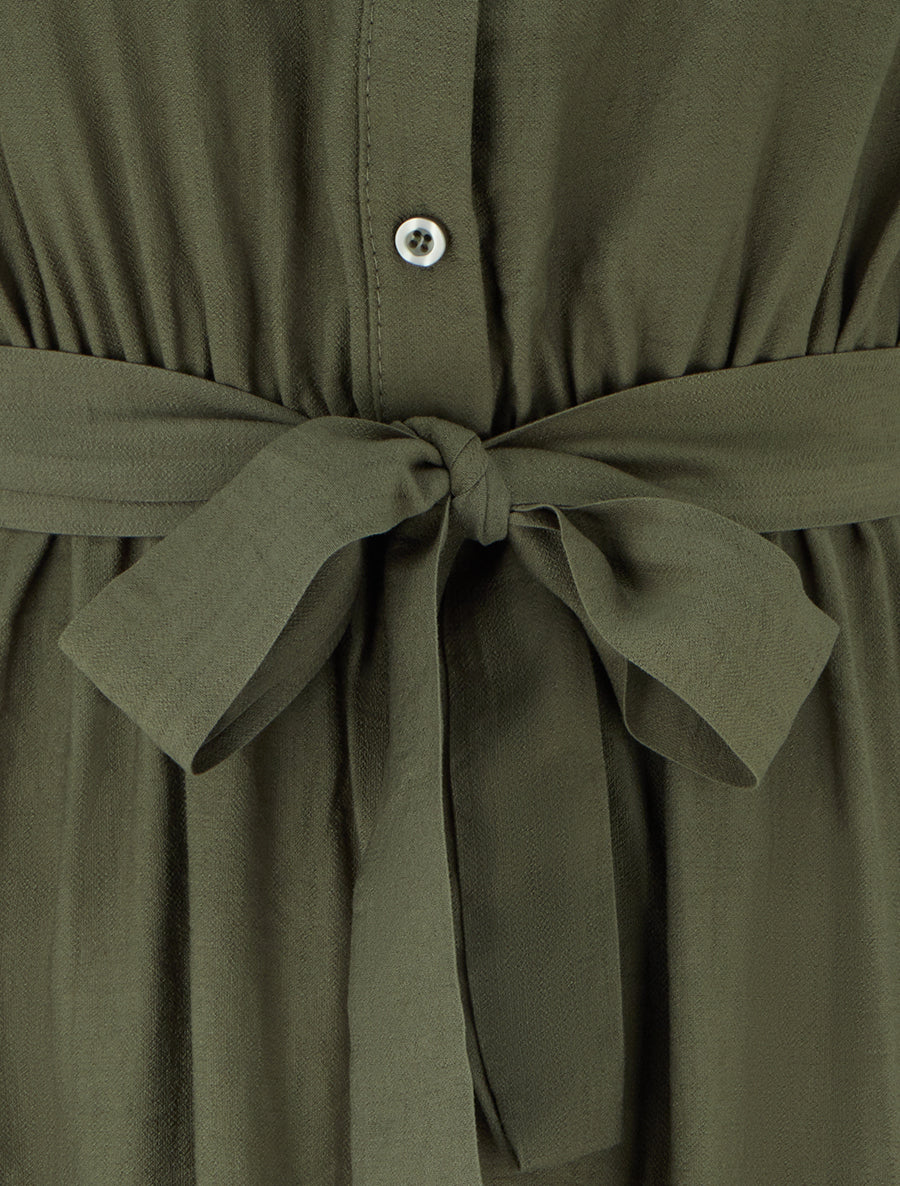 Robe mi-longue boutonnée sans manches - Kaki - 3