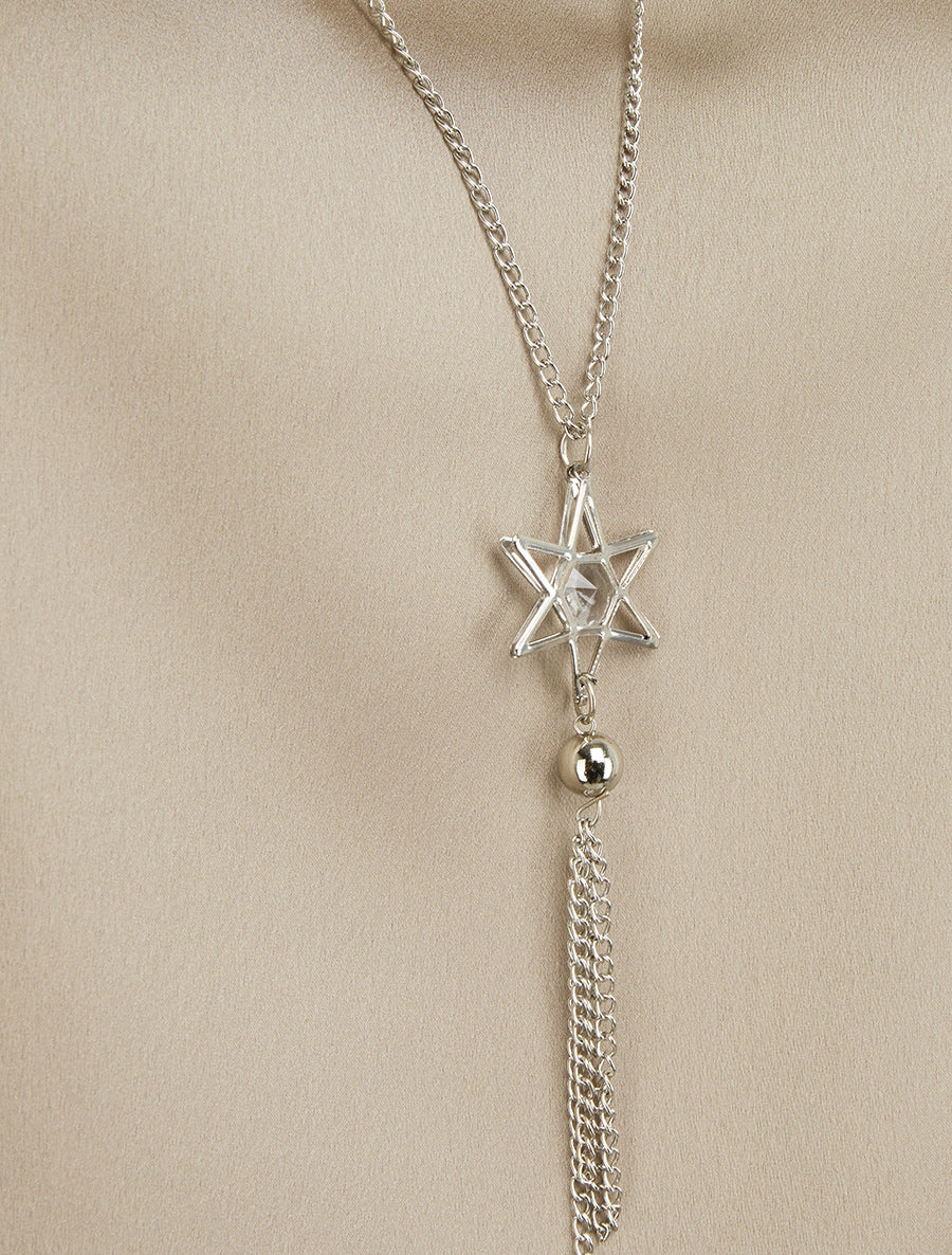 Top satiné sans manches à col bijou - Taupe - 3