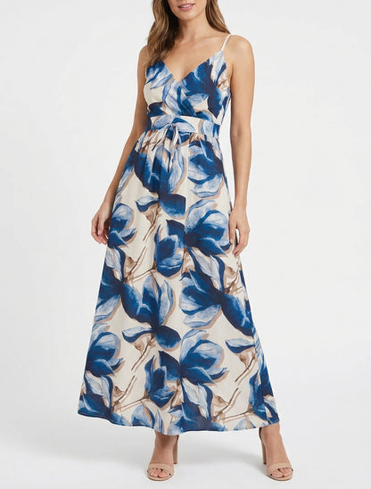 Robe longue coupe empire encolure V - Marine