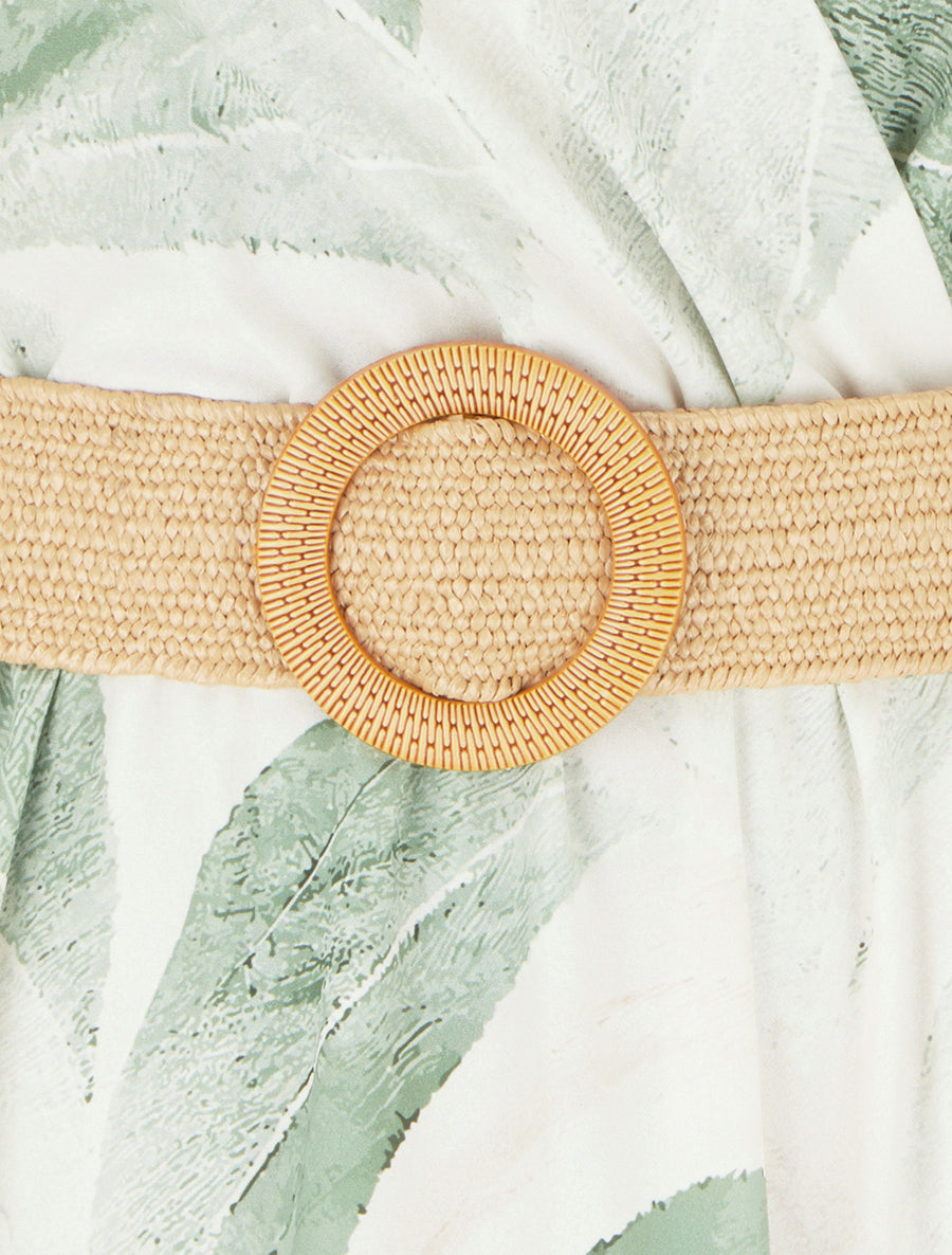 Robe imprimé feuilles à col cache-coeur - Kaki - 3