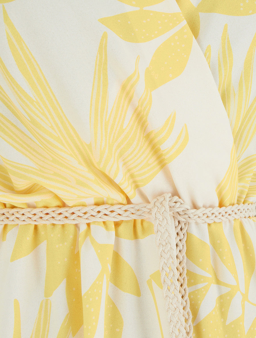 Robe mi-longue sans manches imprimé tropical - Jaune - 3