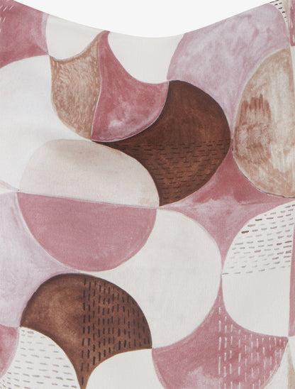 Caraco satiné imprimé rétro - Vieux rose - 3