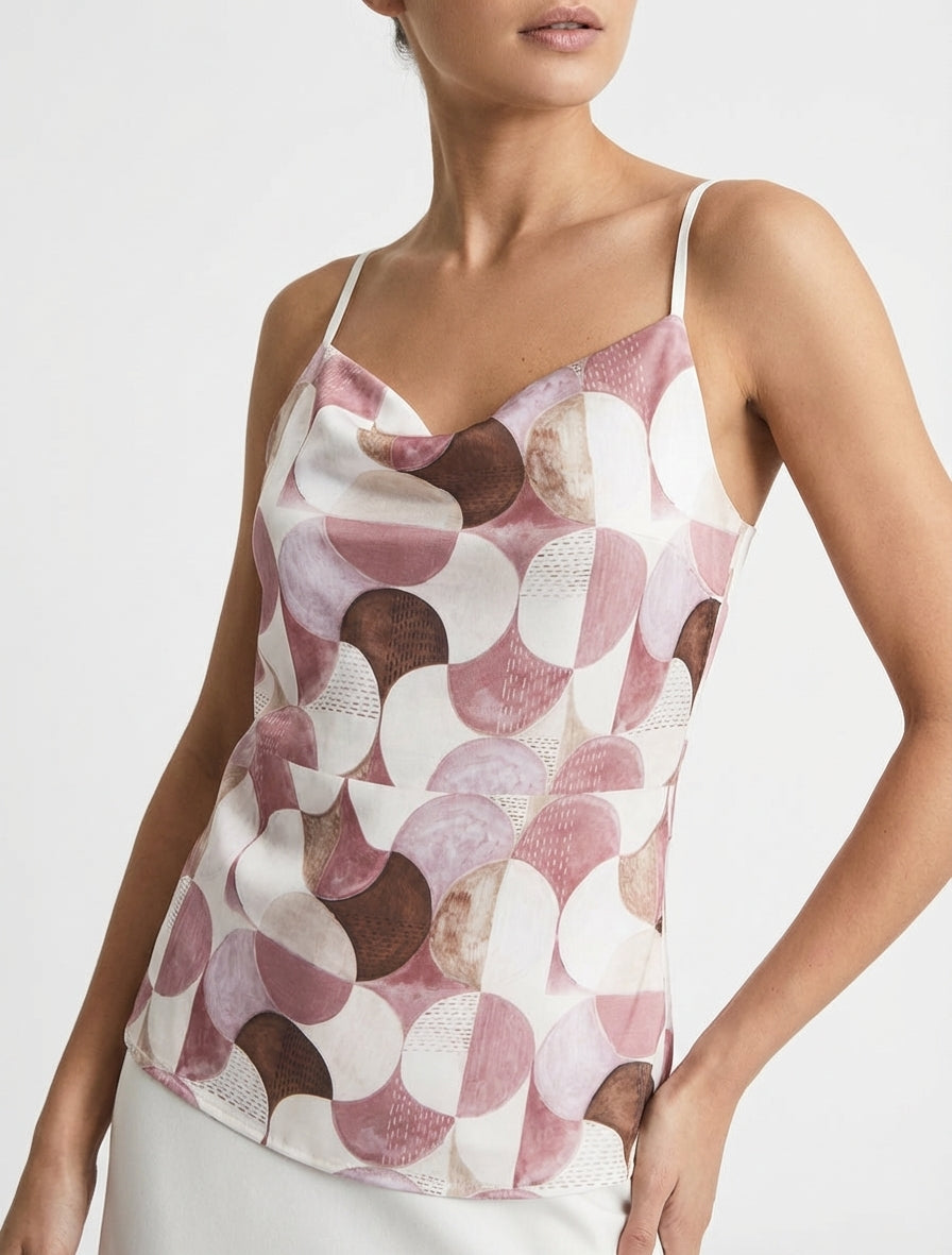 Caraco satiné col bénitier - Vieux rose