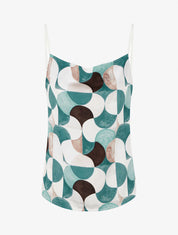 Caraco satiné col bénitier - Bleu canard