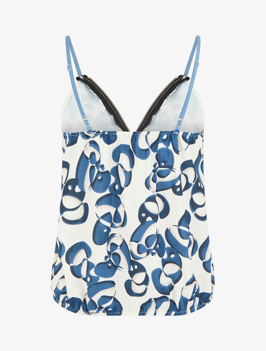 Caraco zippé imprimé graphique - Marine - 2