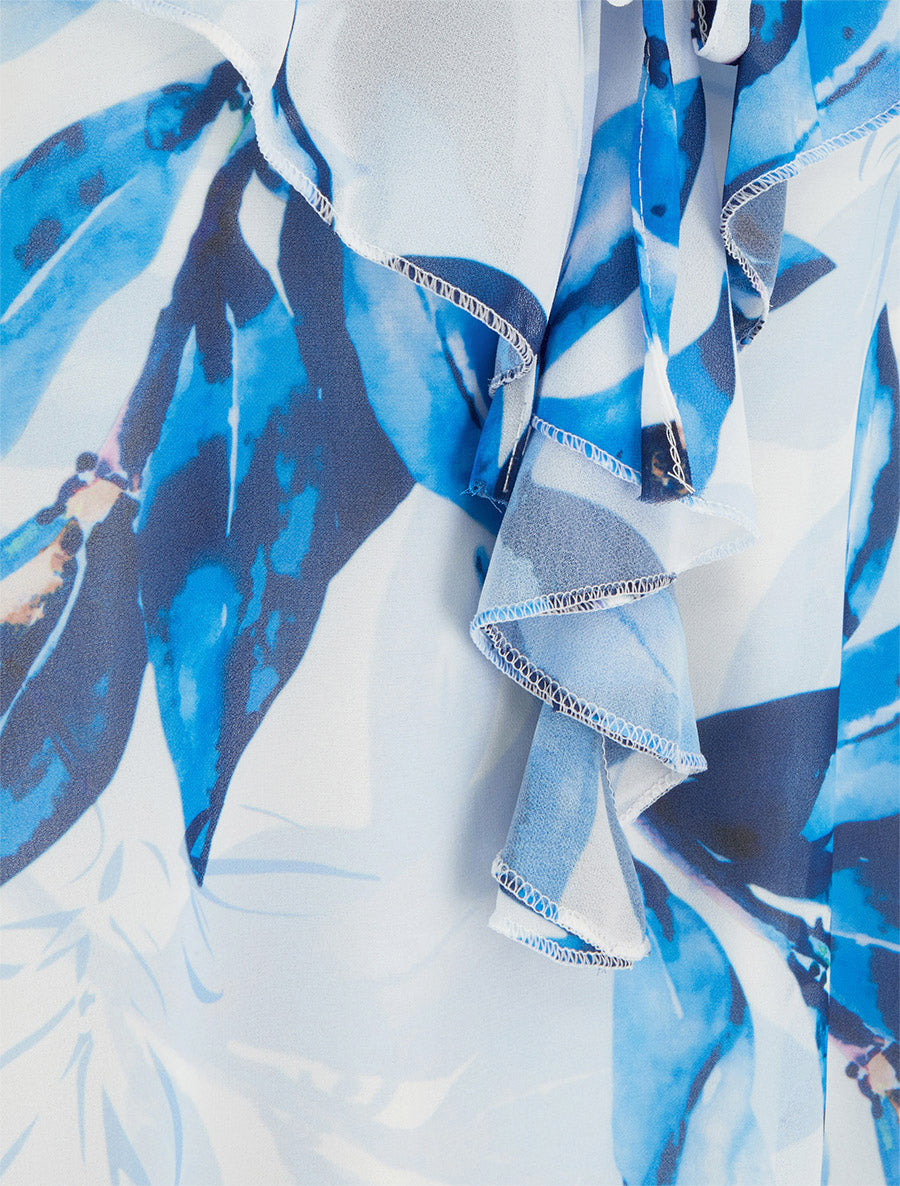 Caraco à col V volanté imprimé floral - Marine - 3