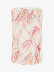 Top satiné imprimé feuilles et bretelle à bijou - Rose - 1