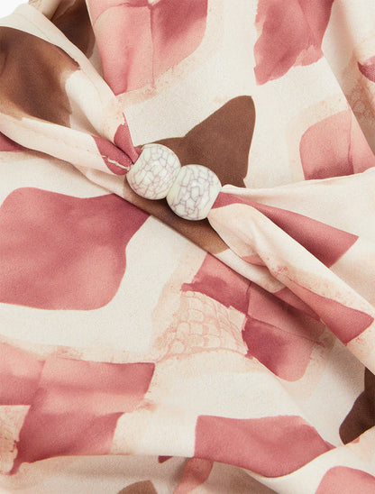 Top imprimé graphique à bretelles perlées - Vieux rose - 3