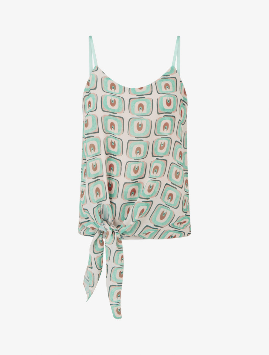 Caraco imprimé graphique à nouer - Vert d&