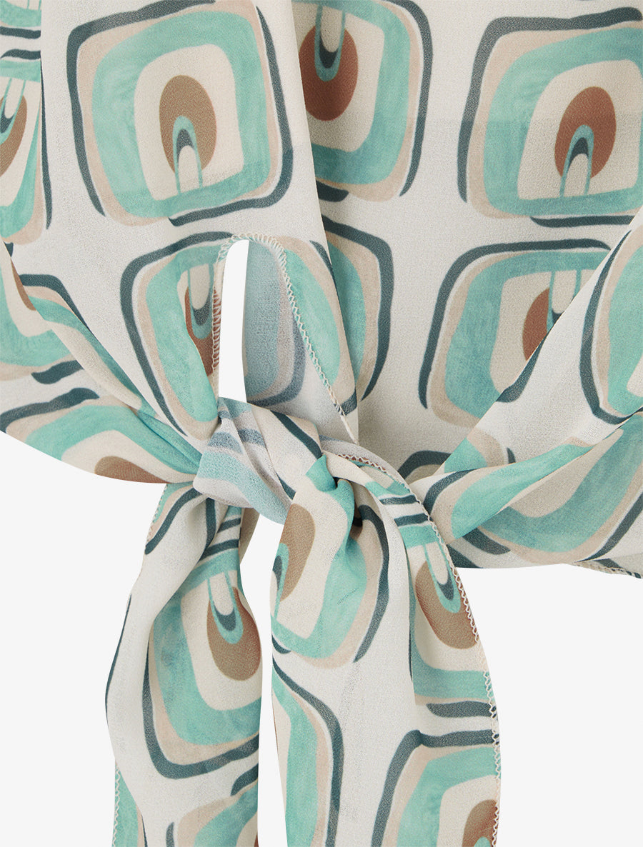 Caraco imprimé graphique à nouer - Vert d&
