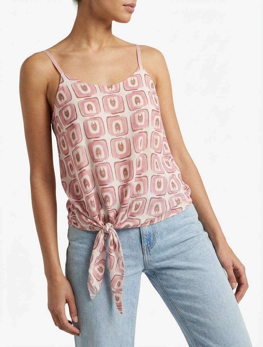 Caraco fluide à bretelles ajustables - Rose