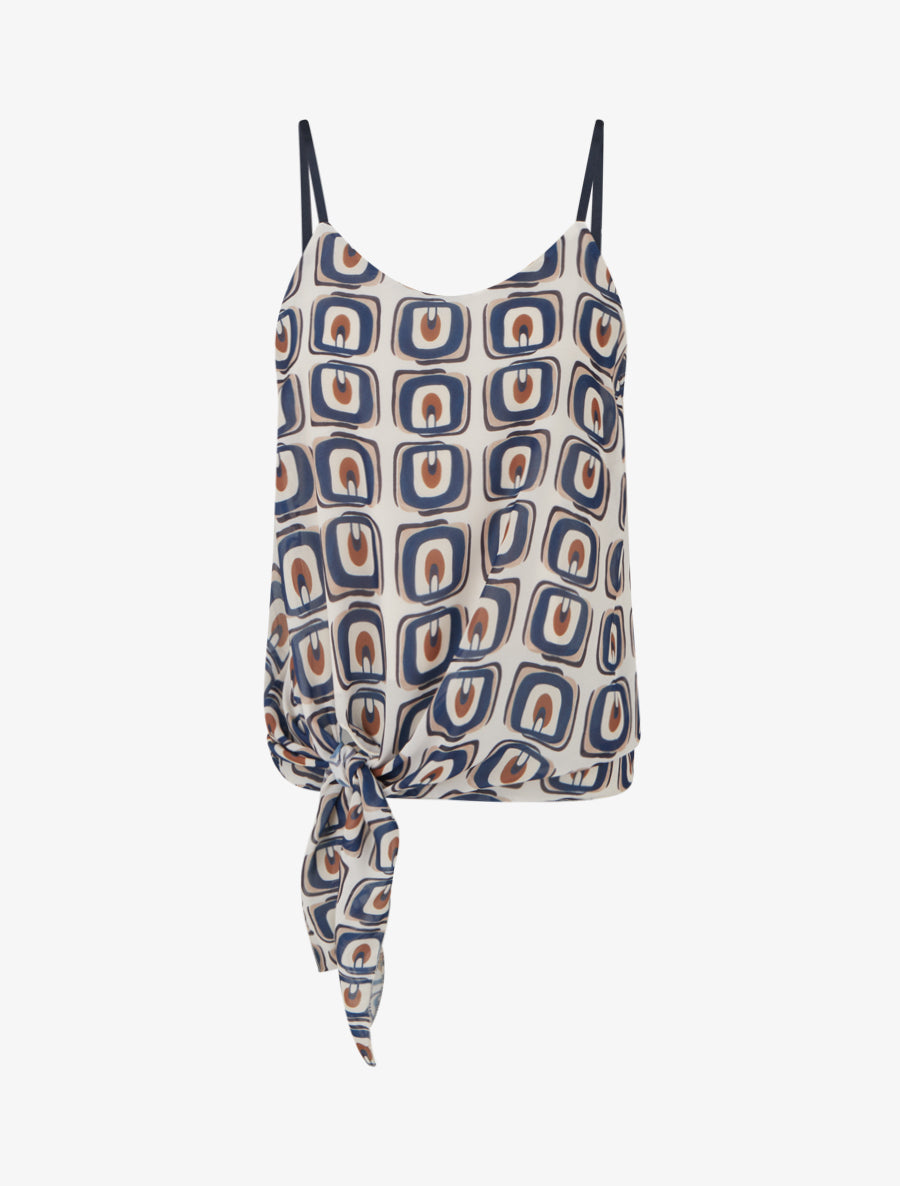 Caraco imprimé graphique à nouer - Marine - 1