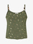 Débardeur à bretelles bijoux et imprimé plume - Kaki - 1