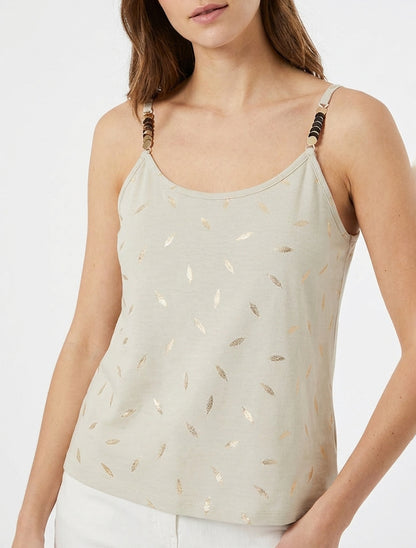 Débardeur fluide à bretelles bijoux - Beige