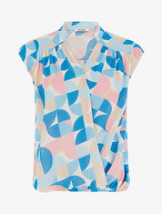 Top boule sans manches imprimé graphique - Bleu ciel - 1