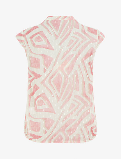 Top boule sans manches imprimé graphique - Rose - 2