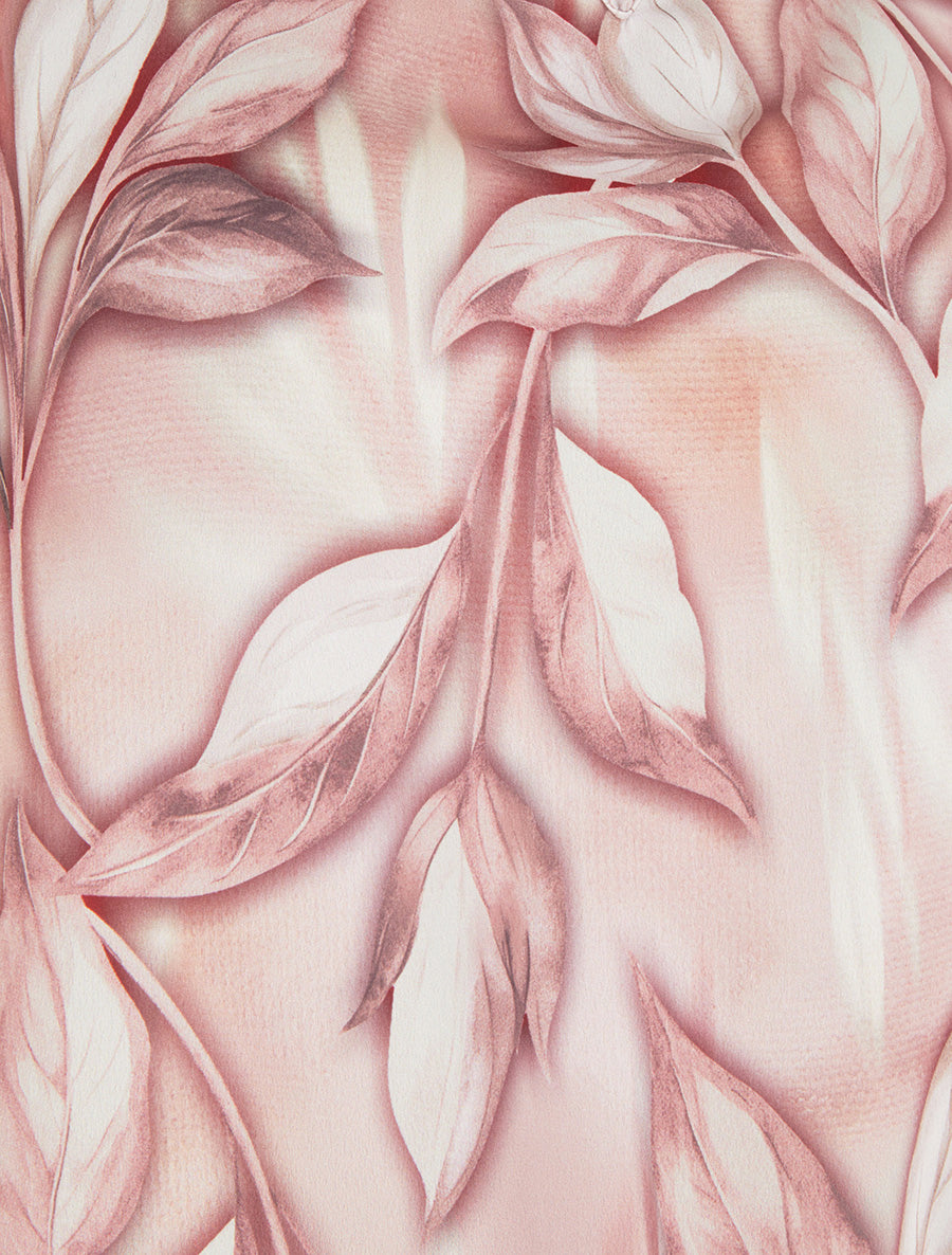 Top boule satiné imprimé feuillages - Vieux rose - 3