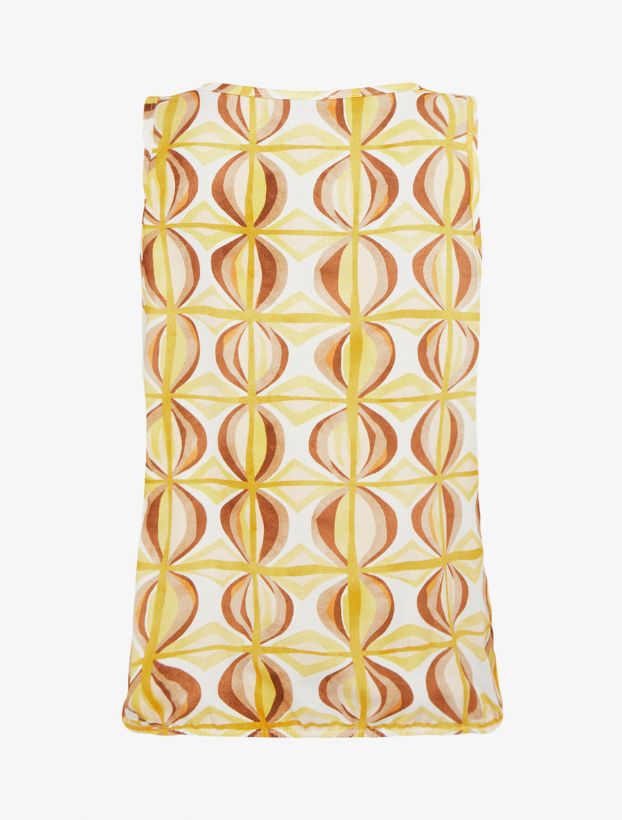 Top boule sans manches imprimé fantaisie - Jaune - 2