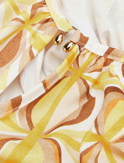 Top boule sans manches imprimé fantaisie - Jaune - 3