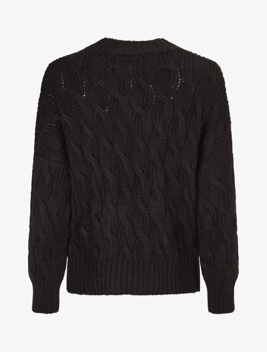 Pull en maille torsadée - Noir - 2
