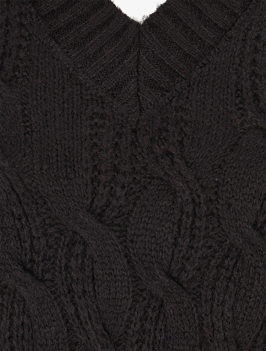 Pull en maille torsadée - Noir - 3