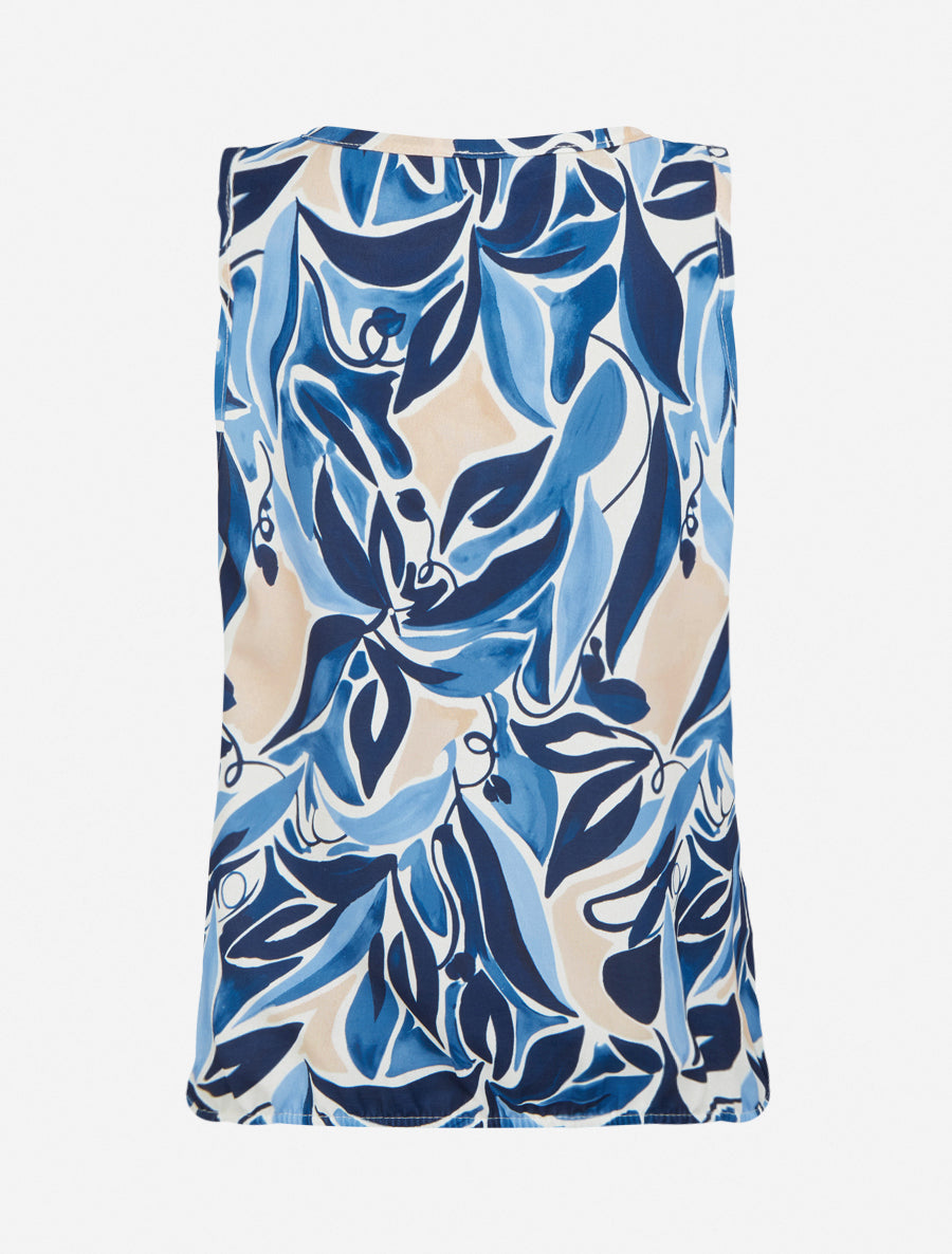 Top boule sans manches imprimé végétal - Marine - 2