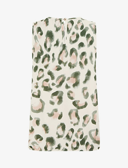 Top boule sans manches à imprimé léopard - Kaki - 2