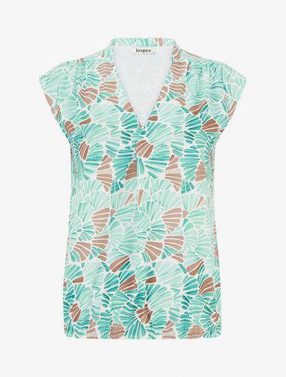 Top boule sans manches à imprimé mosaïque - Vert d&