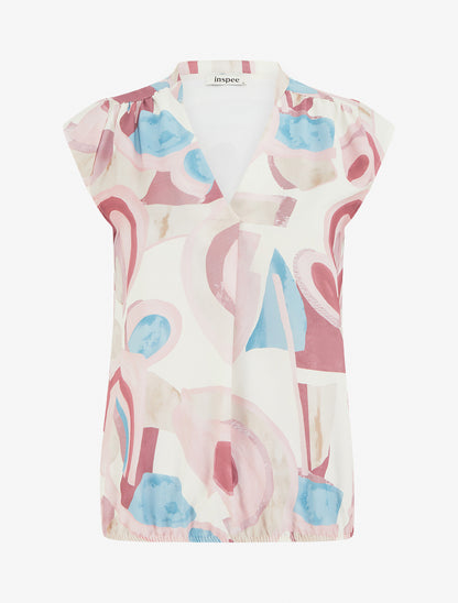 Top boule sans manches à imprimé graphique - Rose - 1