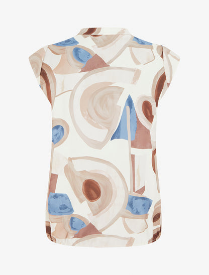 Top boule sans manches à imprimé graphique - Taupe - 2