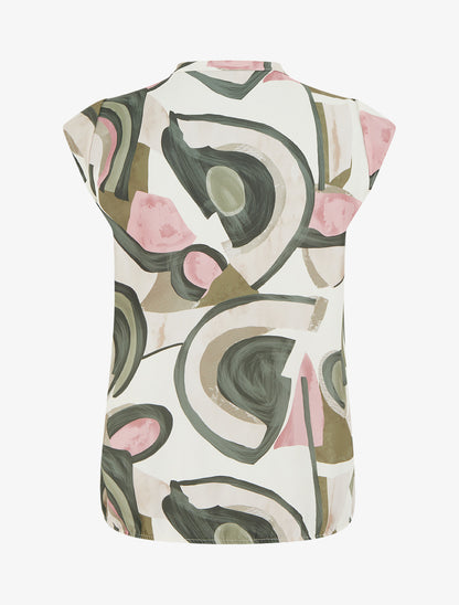 Top boule sans manches à imprimé graphique - Kaki - 2