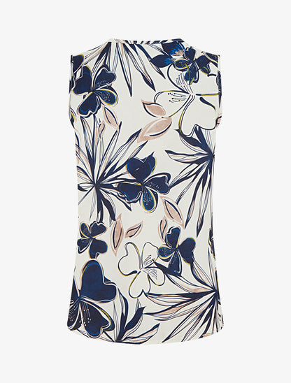 Top droit sans manches imprimé hibiscus - Marine - 2
