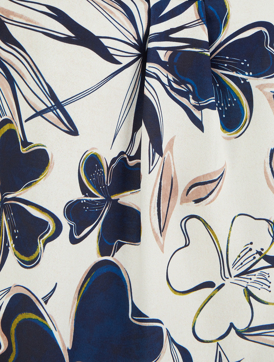 Top droit sans manches imprimé hibiscus - Marine - 3