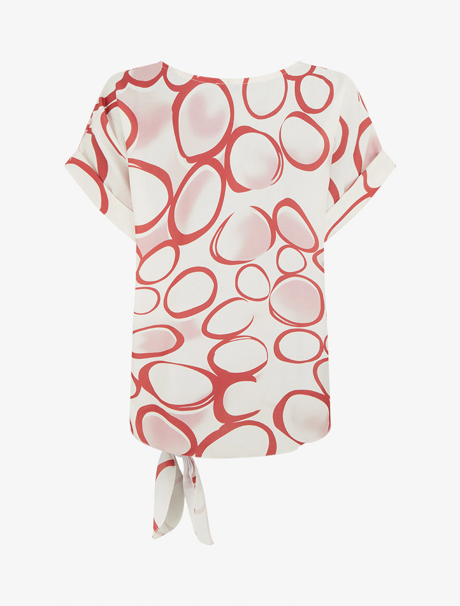 Top ample manches courtes imprimé cercles - Rouge - 2