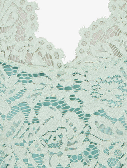 Top en dentelle à manches courtes - Vert clair - 3