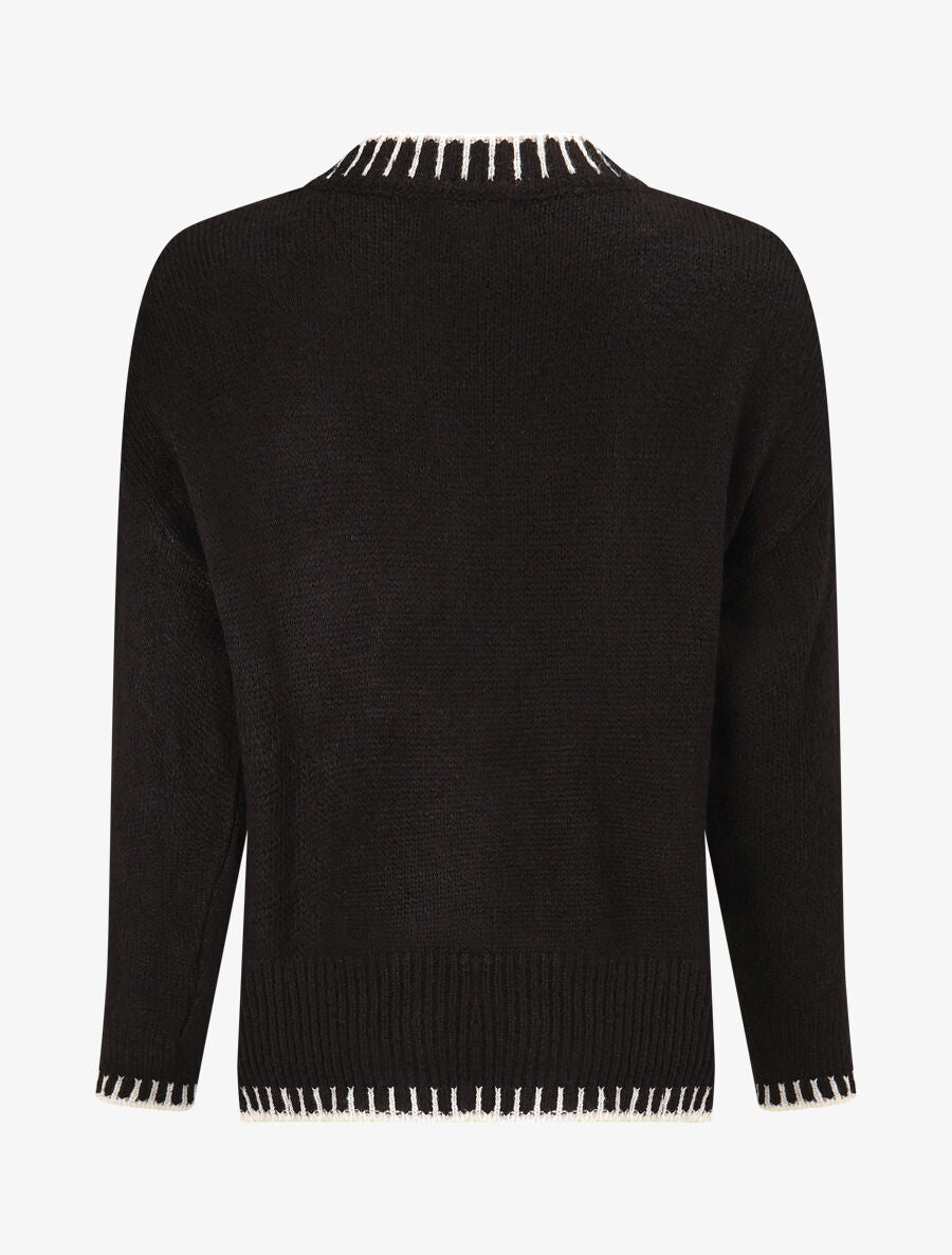 Pull uni asymétrique - Noir - 2