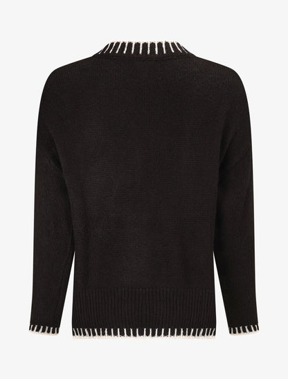 Pull uni asymétrique - Noir - 2