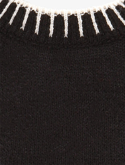 Pull uni asymétrique - Noir - 3