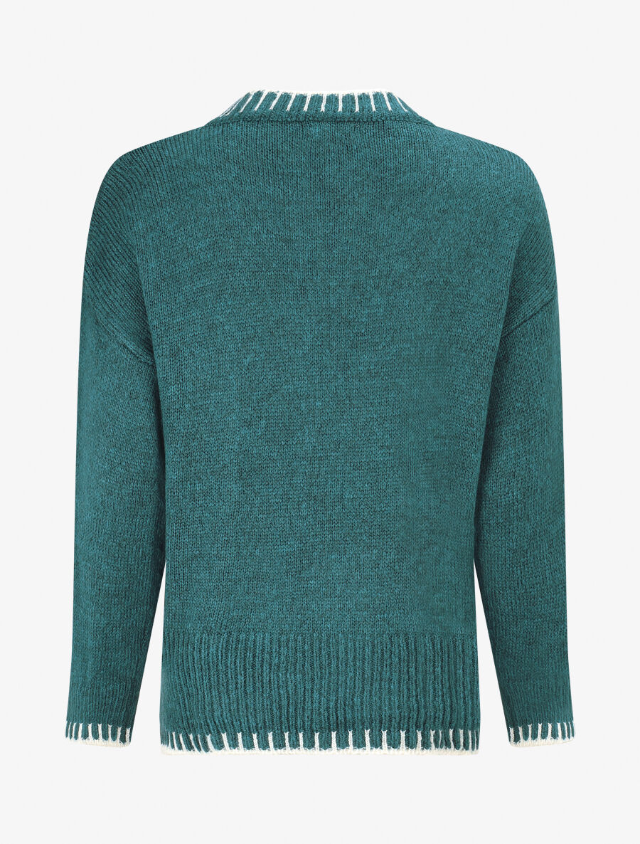 Pull uni asymétrique - Bleu canard - 2