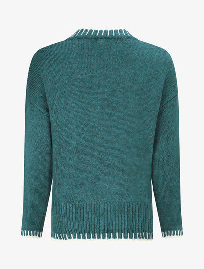 Pull uni asymétrique - Bleu canard - 2