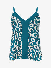 Caraco satiné imprimé graphique - Bleu canard - 1