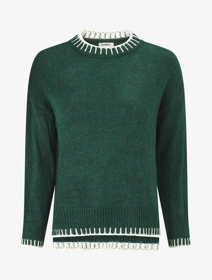 Pull uni asymétrique - Vert sapin - 1