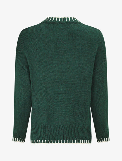 Pull uni asymétrique - Vert sapin - 2